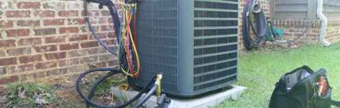 An AC in Nashua, NH getting maintenance