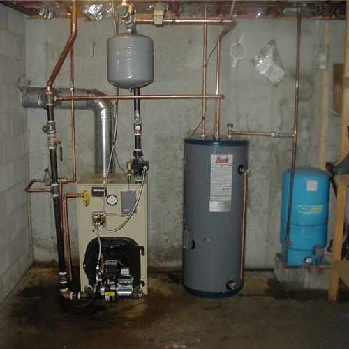 Boiler installed in the basement of a house