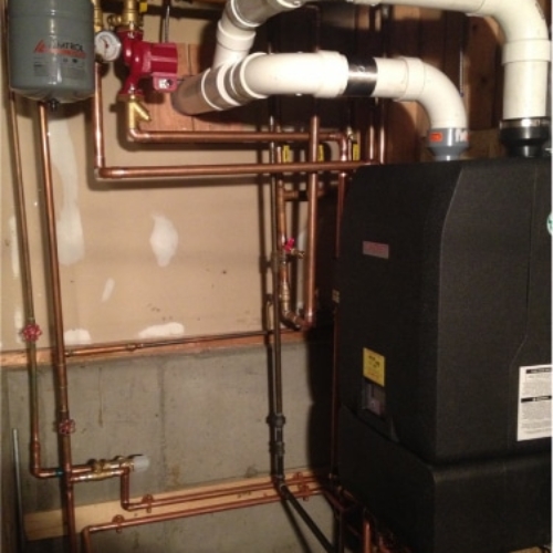 Boiler installed in the basement of a house