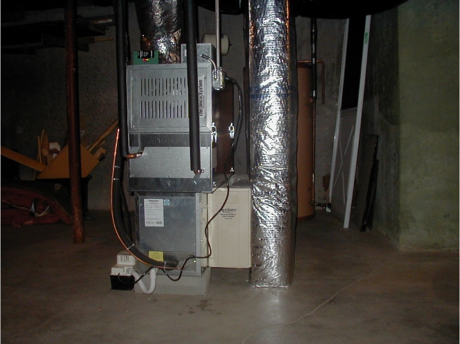 High Velocity Unit Installation Inside the basement of a house