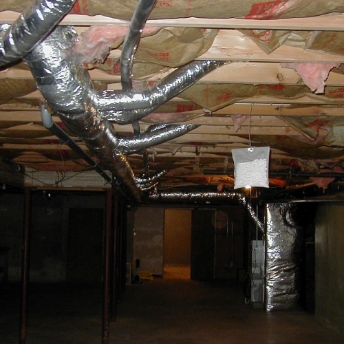 High Velocity Unit Installation inside the basement of a house