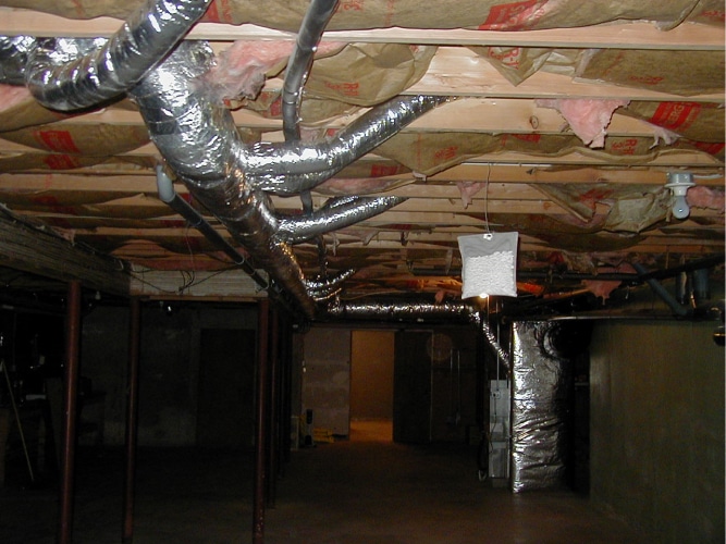 High Velocity Unit Installation inside the basement of a house