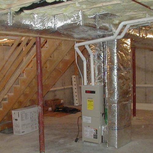Furnace in a basement of new house
