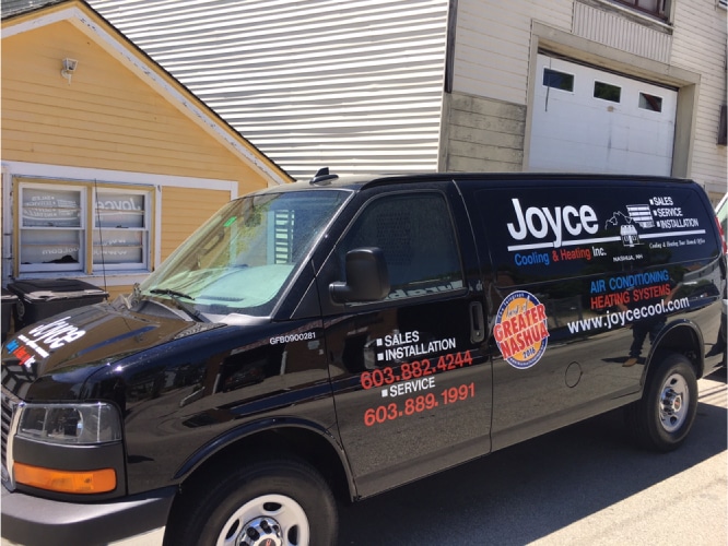 Joyce heating and cooling branded van
