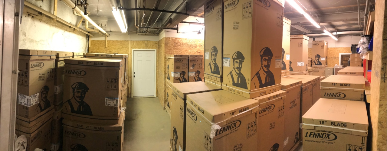 Warehouse full of HVAC supplies