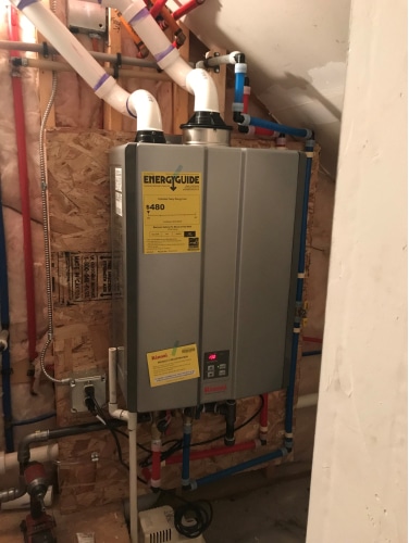Rinnai Unit installed in the basement of house